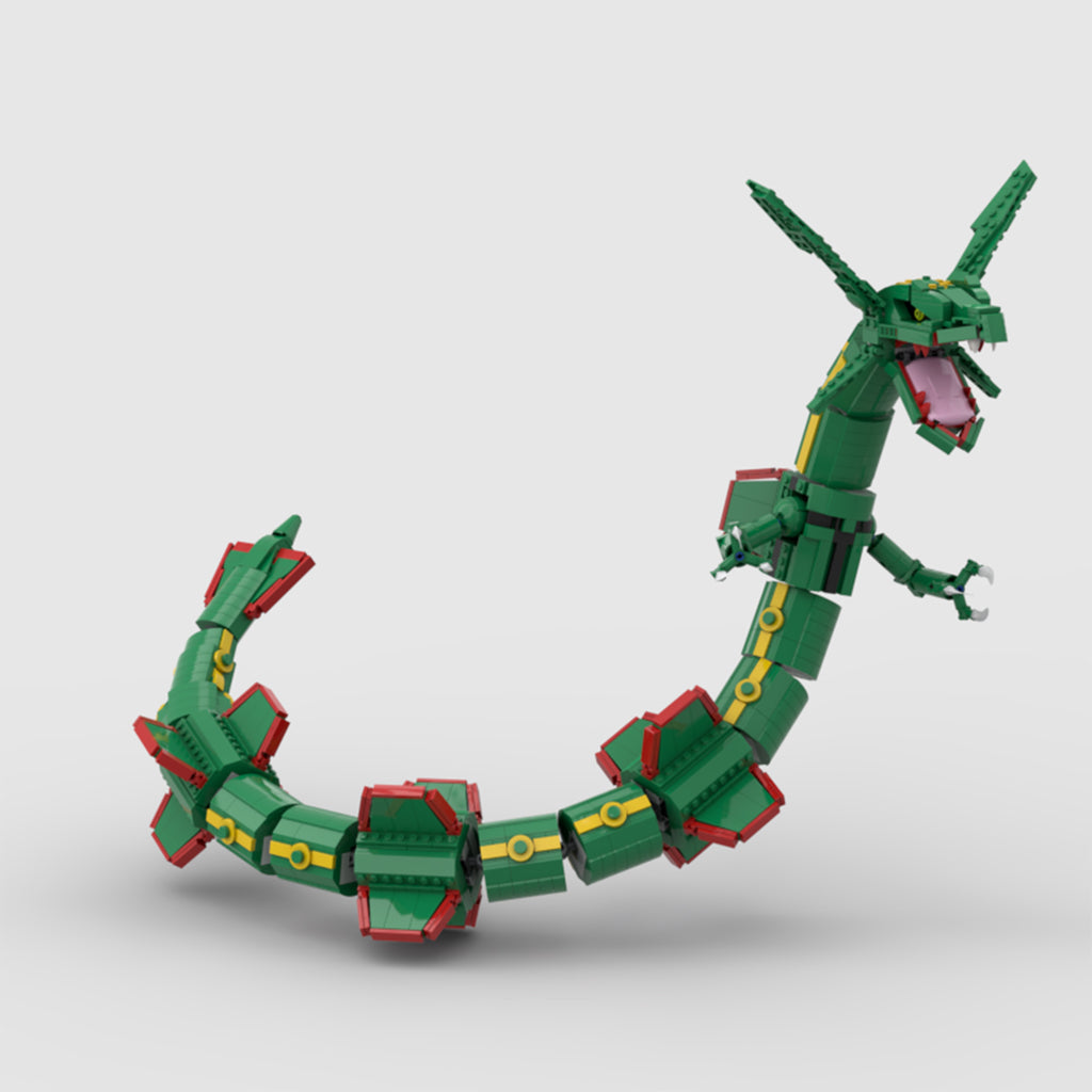 1889PCS Sky Sovereign Rayquaza Articulated Building Block Model | Lego-Compatible Collectible Dragon Brick Set | Epic Desktop Display for Adults & Kids 8+
