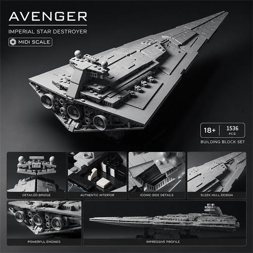 1536PCS Avenger Imperial Star Destroyer Building Set - Midi Scale, Compatible with Lego