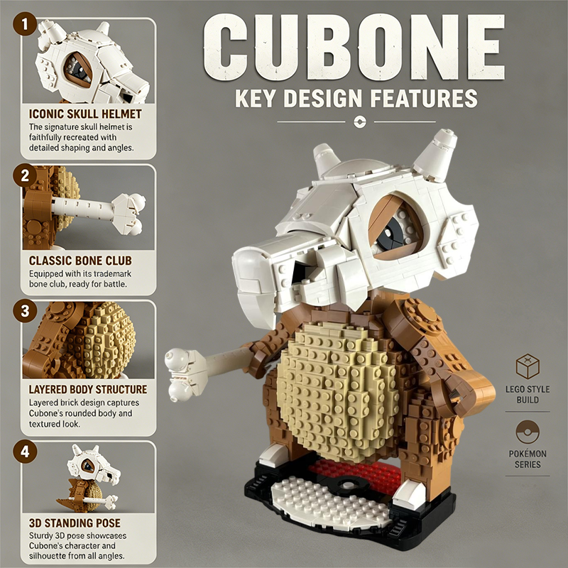 Cubone Pokémon Building Blocks Set - Collectible Model Toy for Fans & Kids