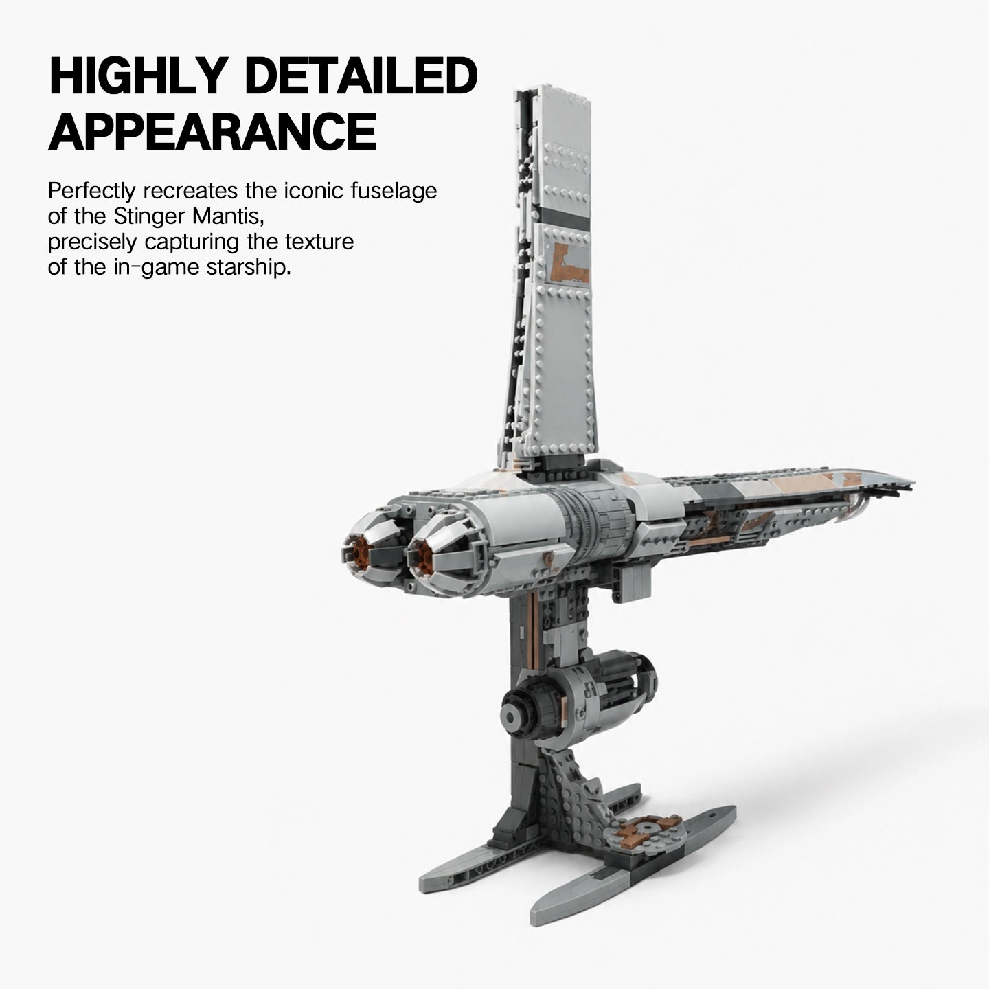 Stinger Mantis Starship Building Blocks - 719 PCS Sci-Fi Spaceship Model Kit, Collectible Display Toy for Star Wars Jedi Fans, Compatible with Major Brands