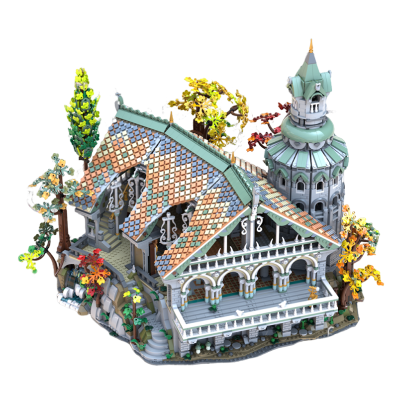 Rivendell Tower Hall Building Blocks Set | 100% Compatible with Lego | Lord of the Rings Elven Architecture Collectible Model for Adults & Kids