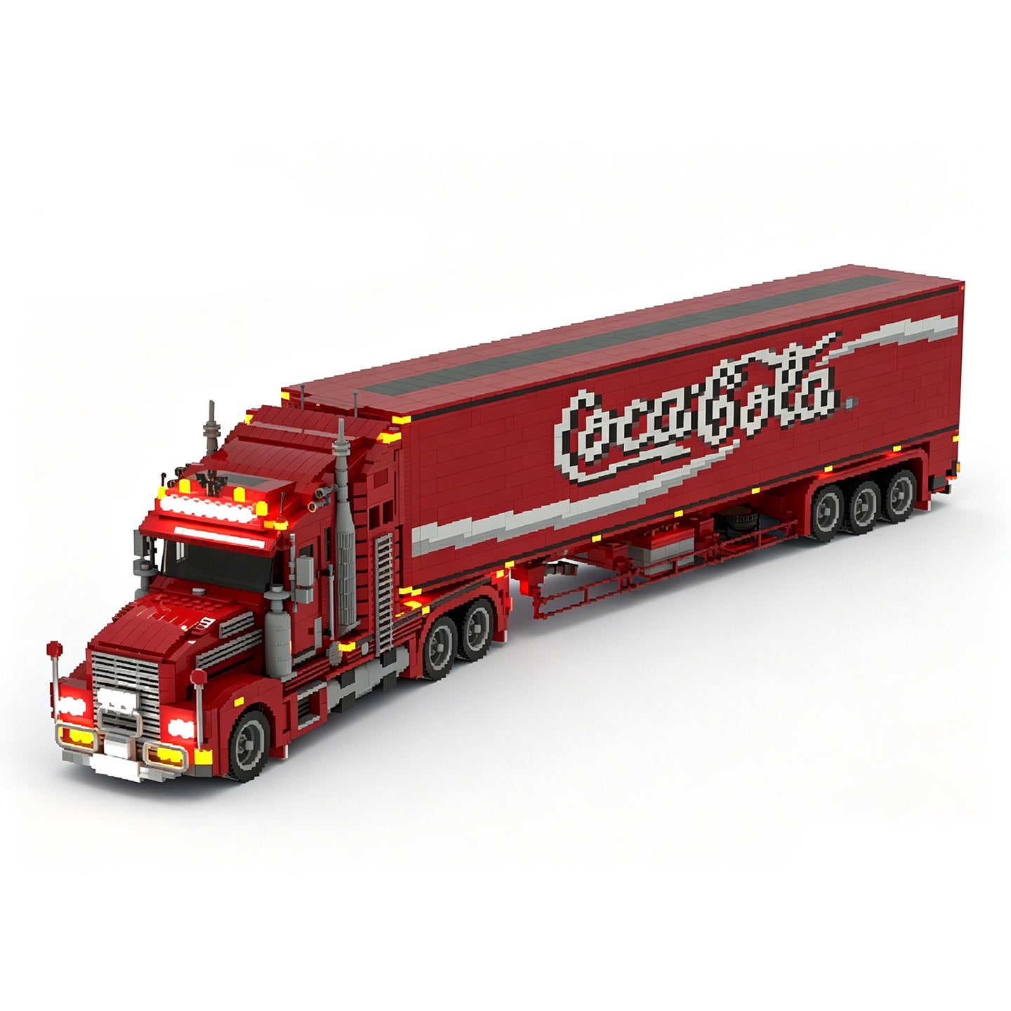 3592PCS Coca-Cola Semi Truck Building Kit | Lego-Compatible LED Light Up Collectible Display Model