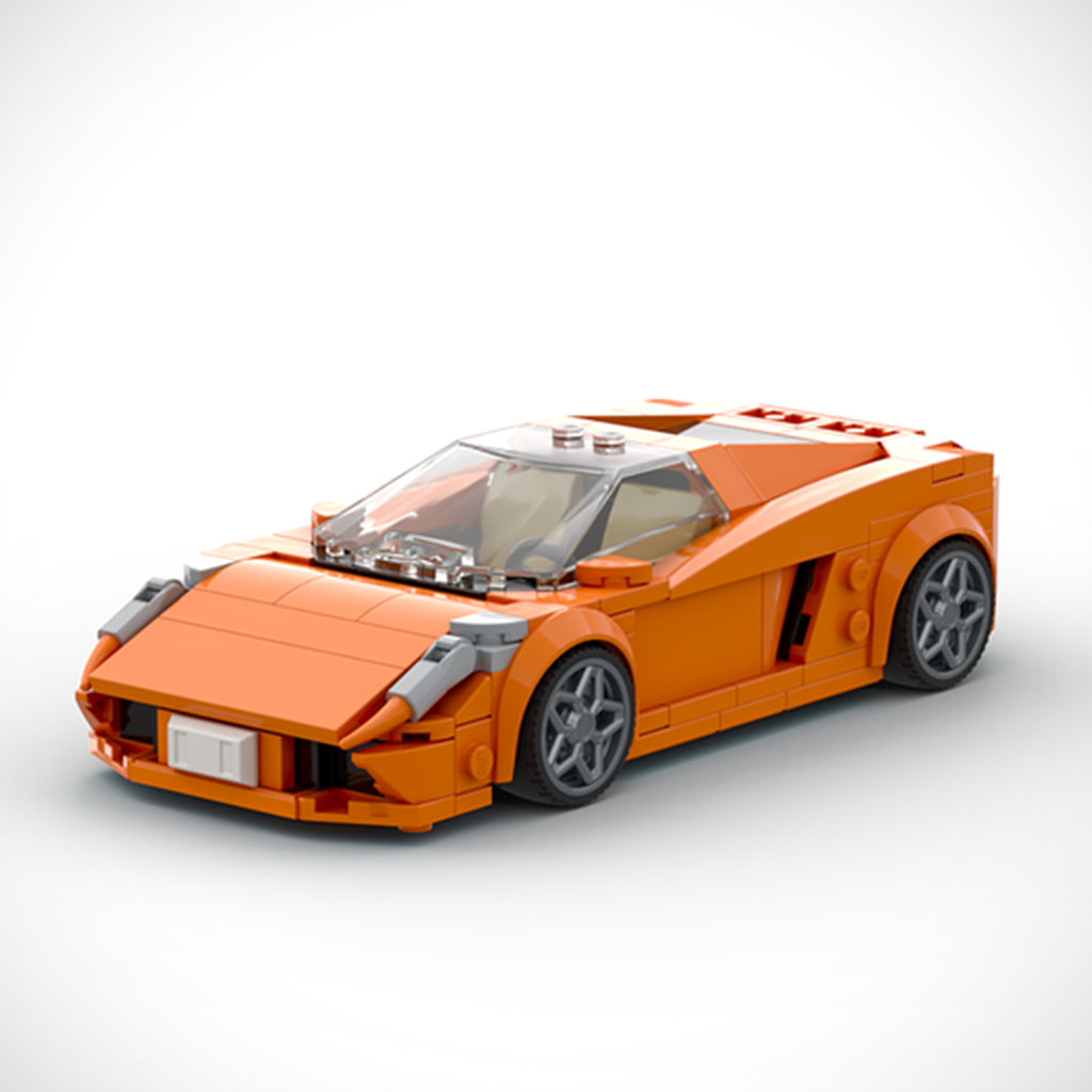 Orange Lamborghini Gallardo Building Blocks Car, Lego-Compatible Sports Car Model Kit with Interior Details