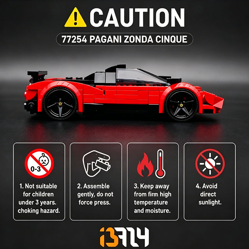 77254 Pagani Zonda Cinque Supercar Building Blocks Set, Compatible with Lego Speed Champions, Collectible Sports Car Model Kit with Driver Minifigure, Gift for Car Enthusiasts and Kids Ages 8+