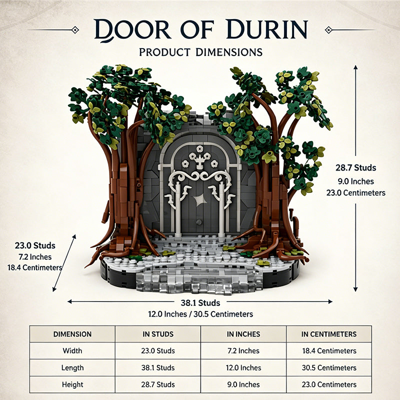 Door of Durin Lord of the Rings MOC Building Set, Compatible with Lego, Glow-in-the-Dark Mines of Moria Gate Collectible Toy for Adults & Tolkien Fans