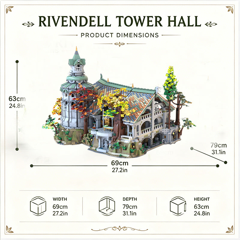Rivendell Tower Hall Building Blocks Set | 100% Compatible with Lego | Lord of the Rings Elven Architecture Collectible Model for Adults & Kids