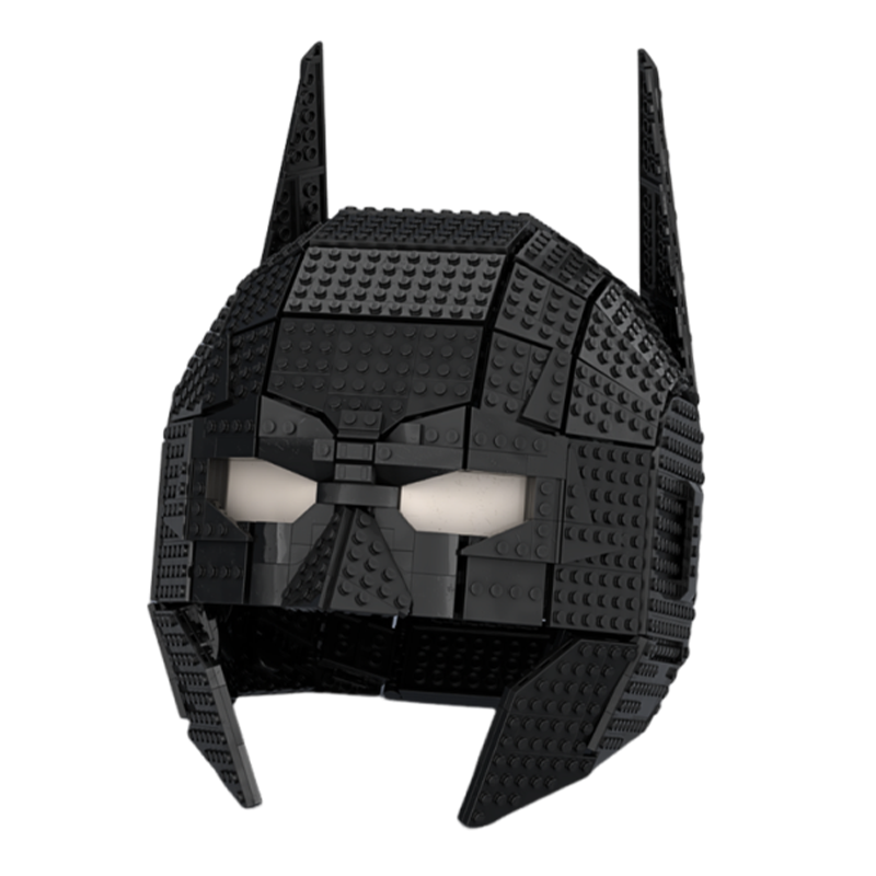 Wearable Batman Cowl Building Block Helmet | Lego Compatible Bricks | Adult Collectible Display Model