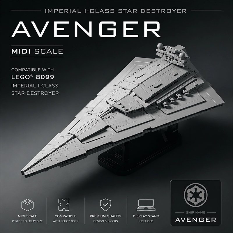 1536PCS Avenger Imperial Star Destroyer Building Set - Midi Scale, Compatible with Lego