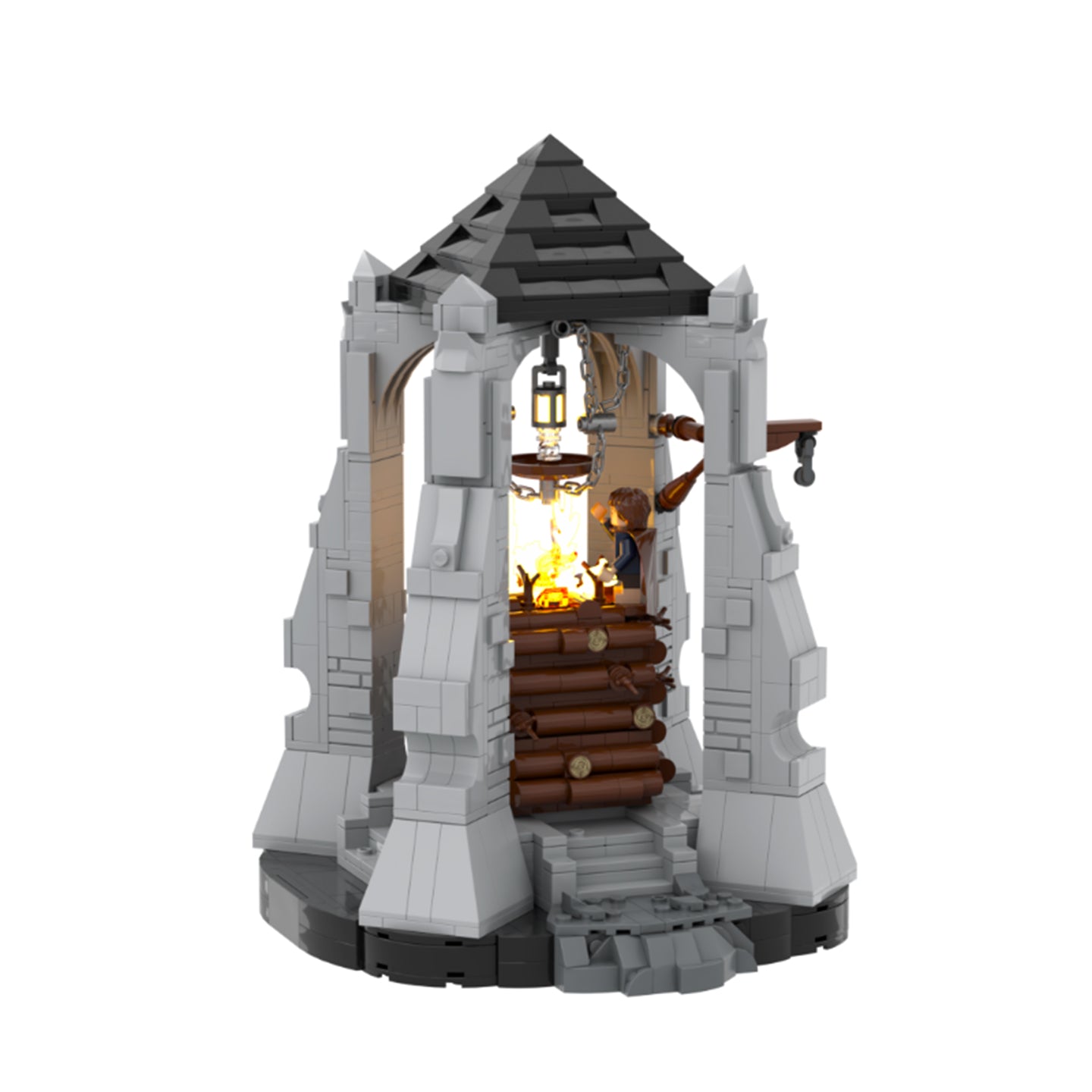 Beacon of Gondor MOC Building Set with LED Light - Lord of the Rings Pippin's Courage - 1238 Pieces - Compatible with LEGO