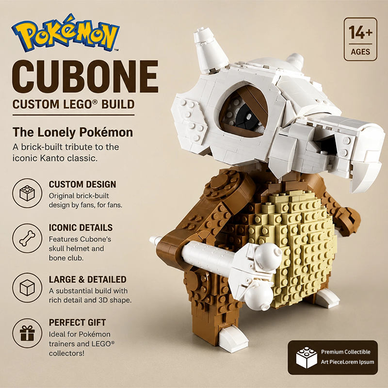 Cubone Pokémon Building Blocks Set - Collectible Model Toy for Fans & Kids
