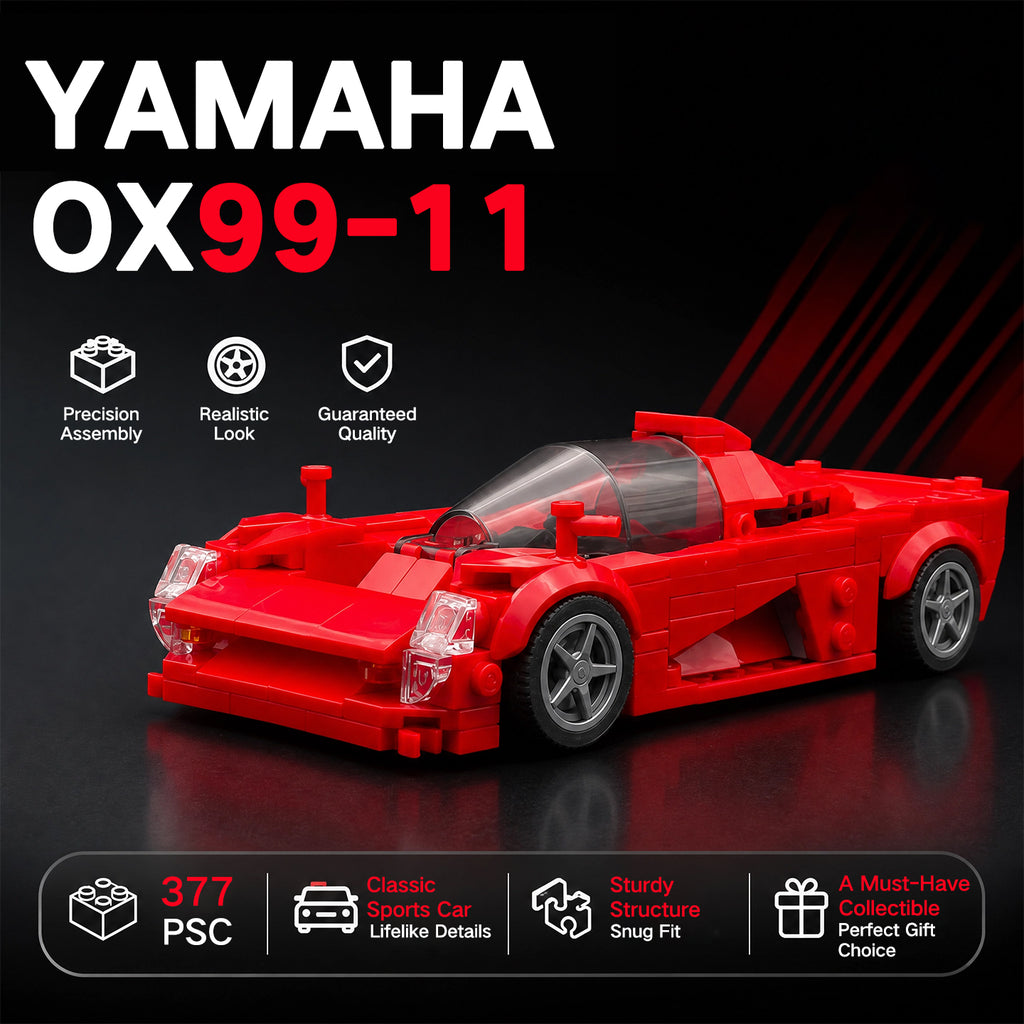 Lego-Compatible Yamaha OX99-11 Classic Sports Car Building Blocks Set, 377 PCS Collectible Race Car Model Kit