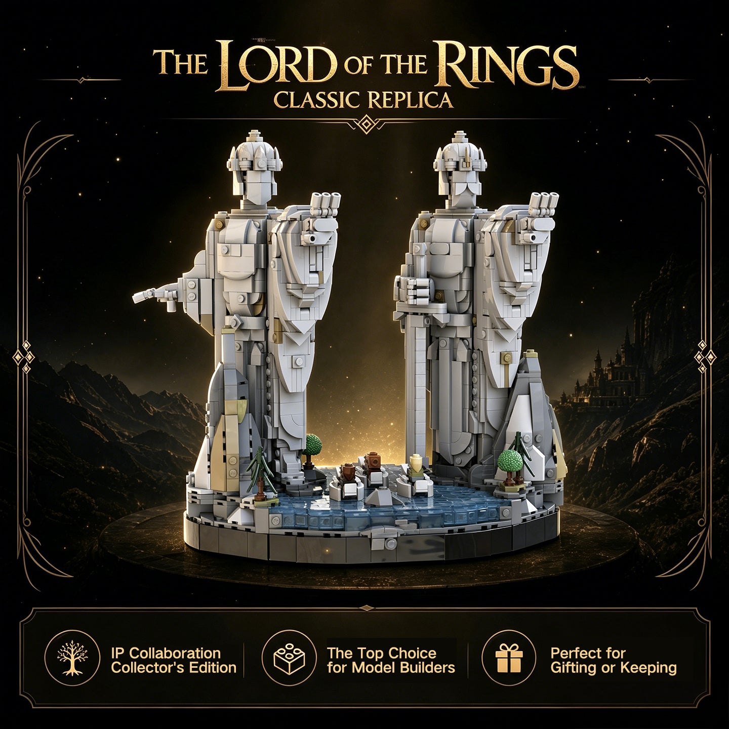2104 PCS Lord of the Rings Argonath Building Set | Lego-Compatible LOTR Colossus Replica