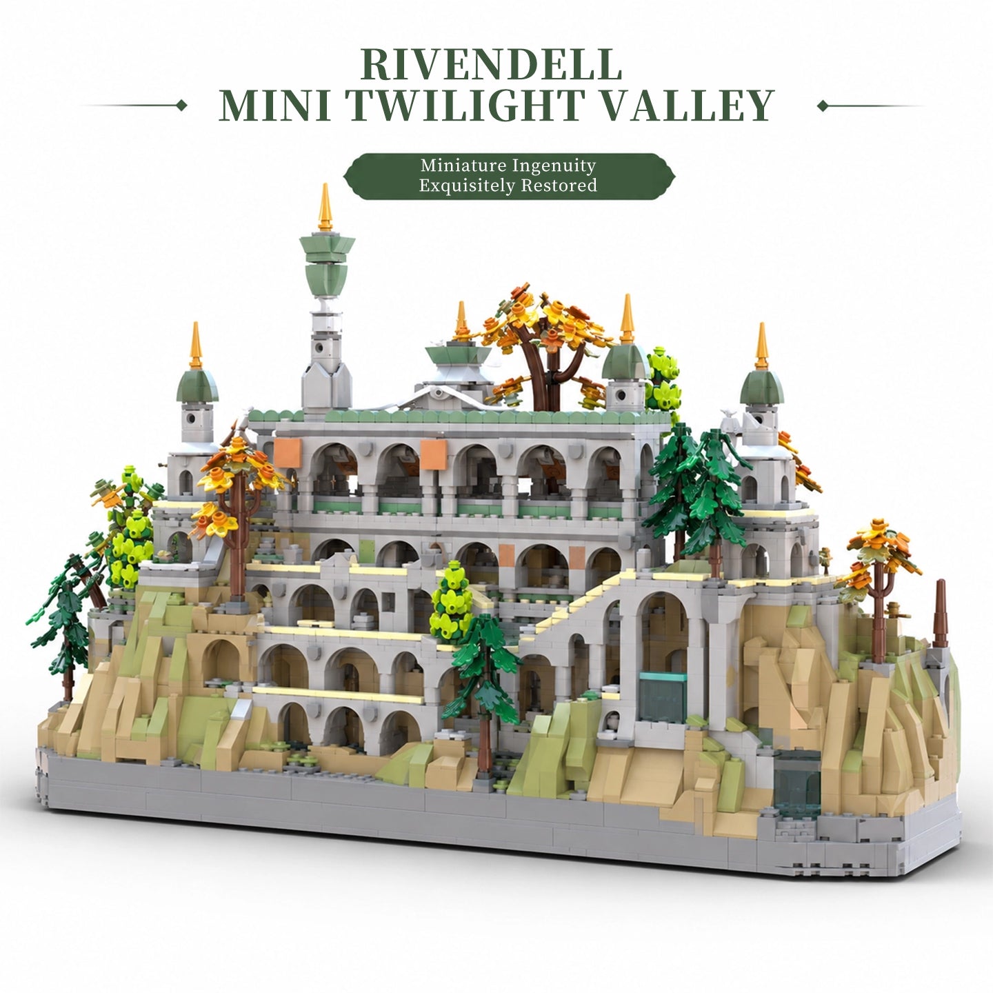 Rivendell Mini Building Set | 4372PCS LOTR Twilight Valley | 100% LEGO Compatible