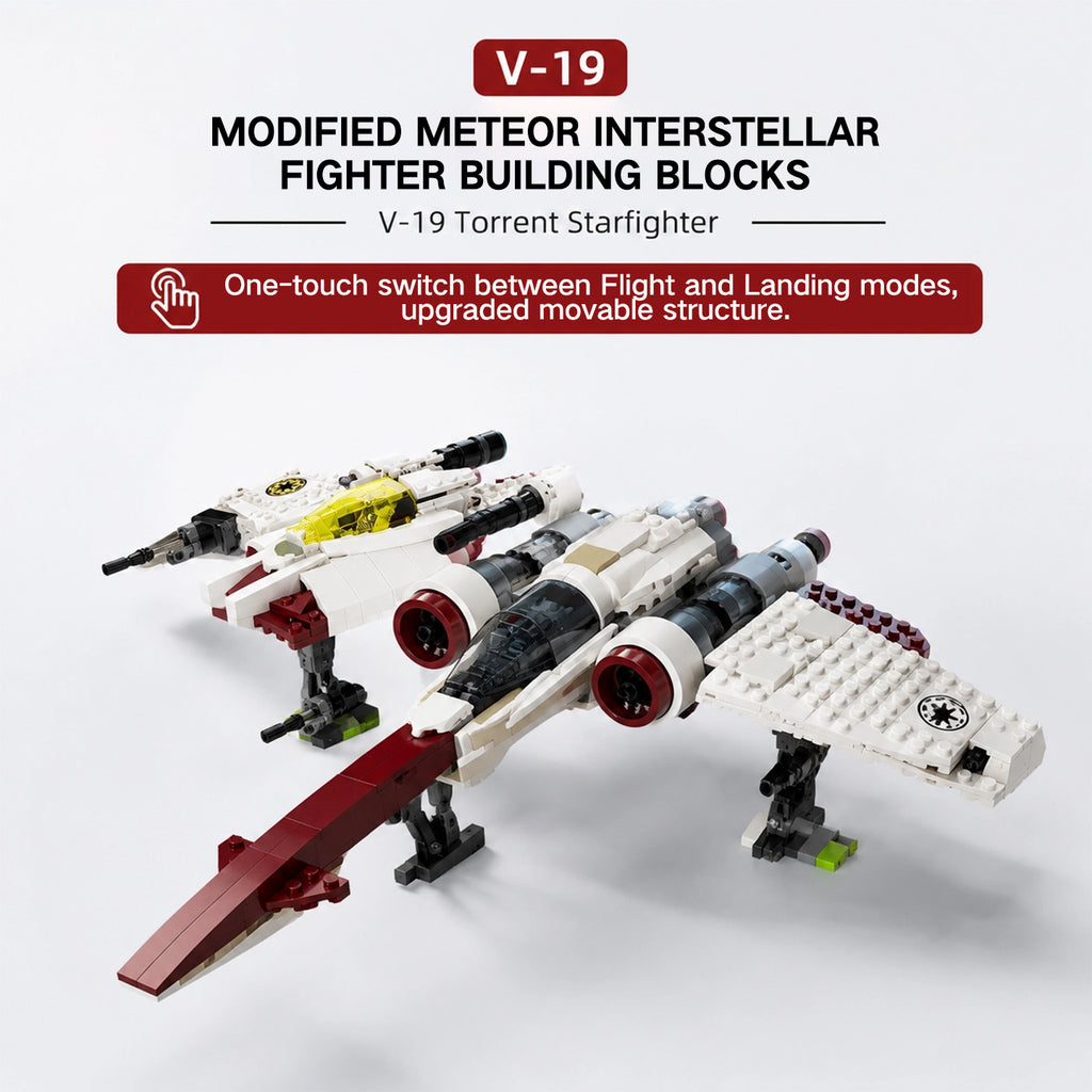 V-19 Torrent Starfighter Building Blocks - Compatible with Lego Star Wars, Dual Flight/Landing Modes