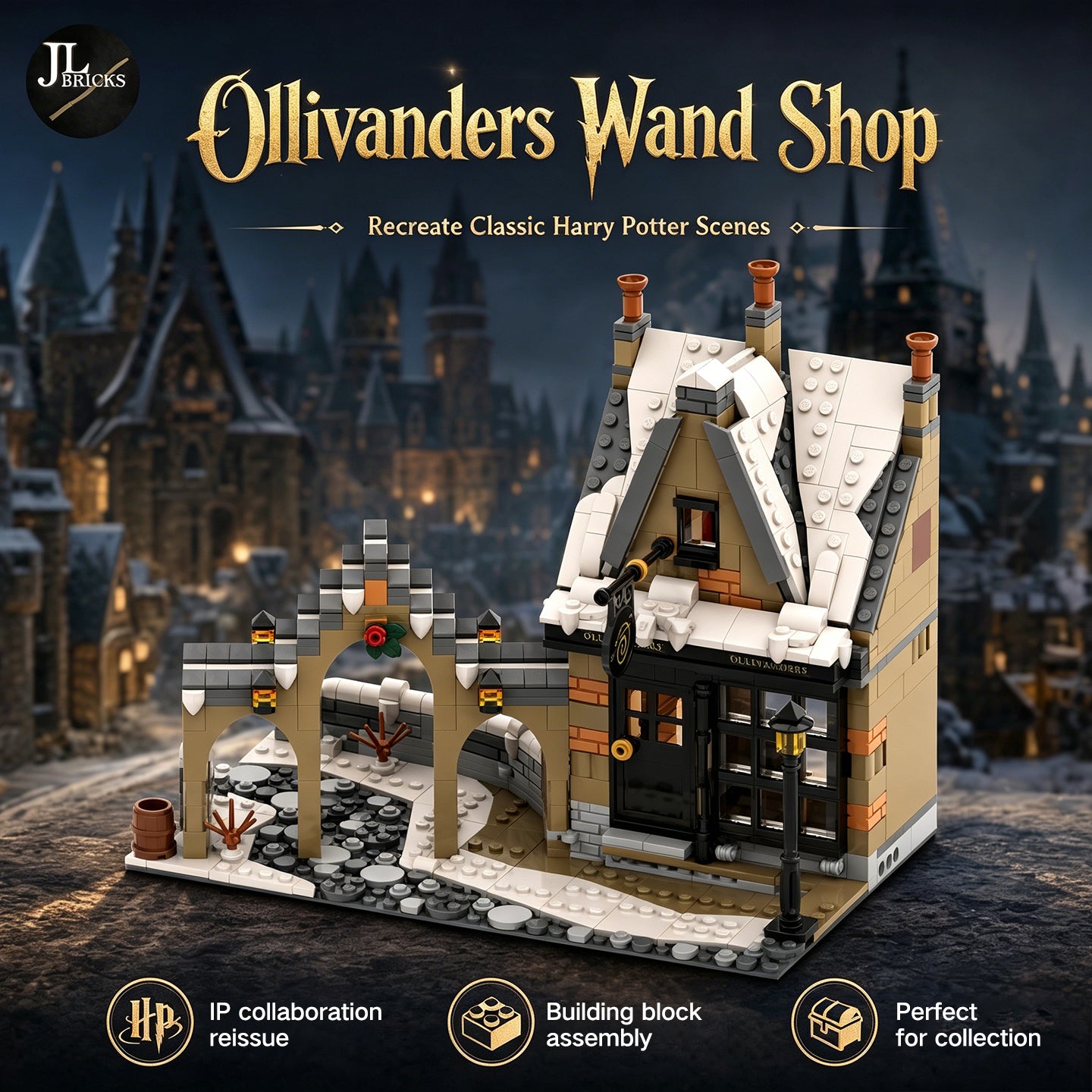 Ollivanders Wand Shop Building Set - 841 Pieces, Compatible with Lego Harry Potter