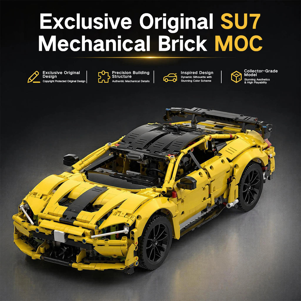 SU7 MOC Mechanical Sports Car Building Kit 2493PCS - Lego Compatible Collectible Brick Model for Adults & Teens 12+