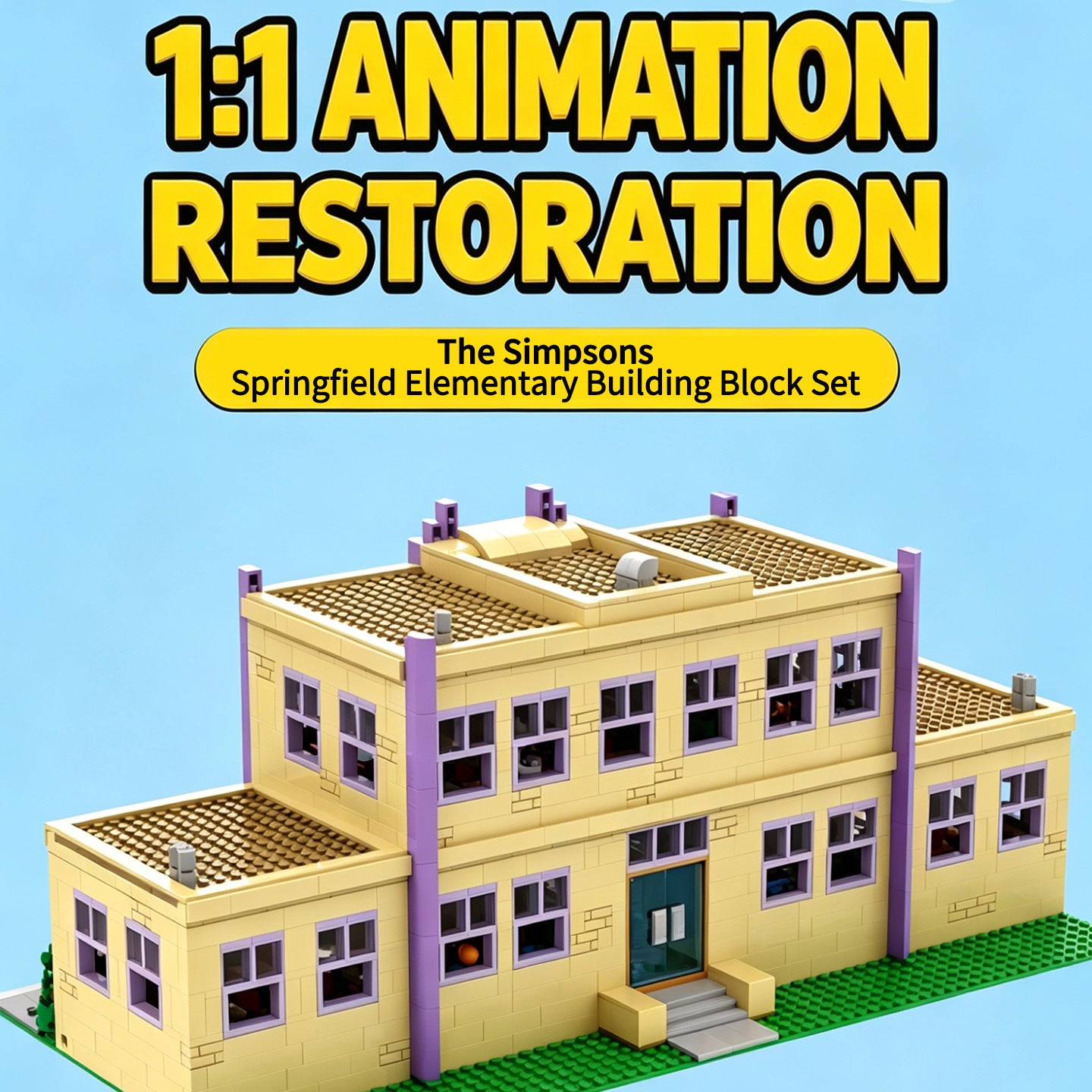 The Simpsons Springfield Elementary School Building Blocks Set, Modular Collectible Model Toy