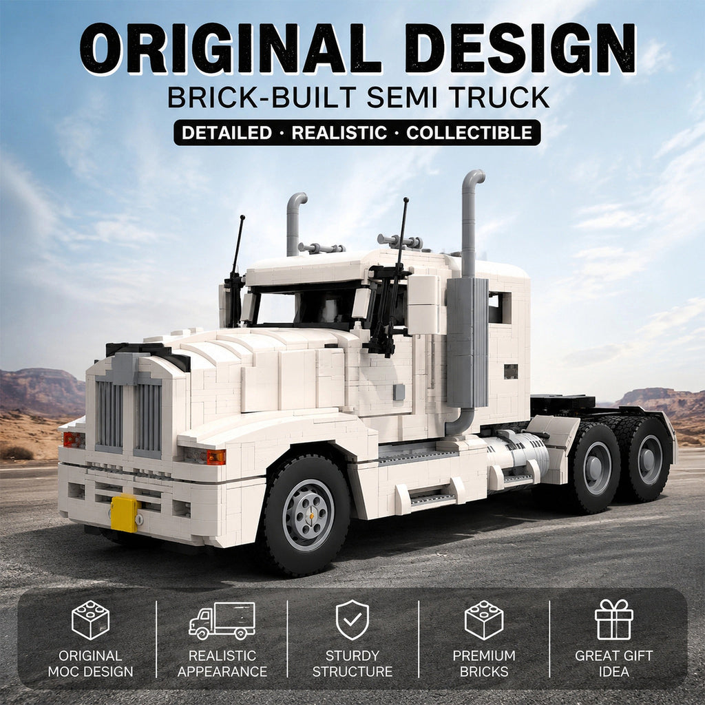 1875PCS Semi Truck Building Set, Original MOC Classic Heavy Duty Semi Truck Brick Model, Lego-Compatible Collectible Display Building Kit for Adults & Kids Ages 8+