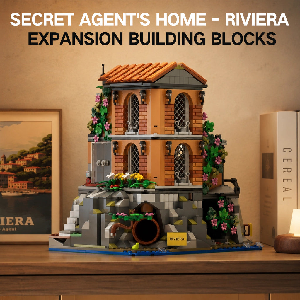 MOC Secret Agent's Home Riviera Expansion Set | 1313 PCS Spy Lair Building Kit | 100% Compatible with LEGO Bricks | Adult & Kids 8+ Collectible