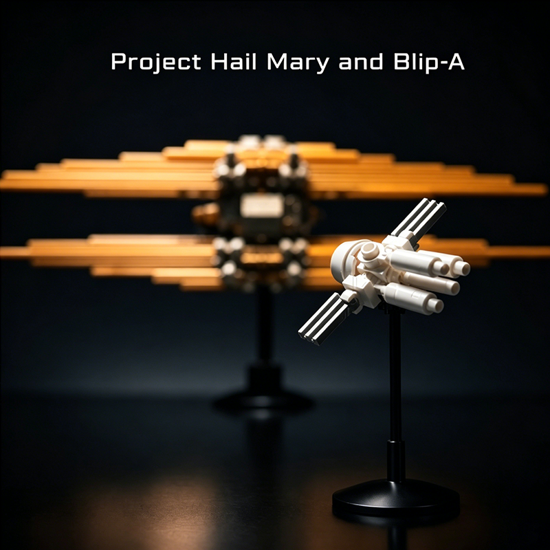Project Hail Mary & Blip-A Building Set | 100% LEGO Compatible | Dual Spaceship Model with Display Stands