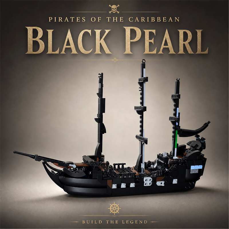 Pirates of the Caribbean Black Pearl MOC Building Set | Three-Masted Pirate Ship Model Compatible with Lego Bricks