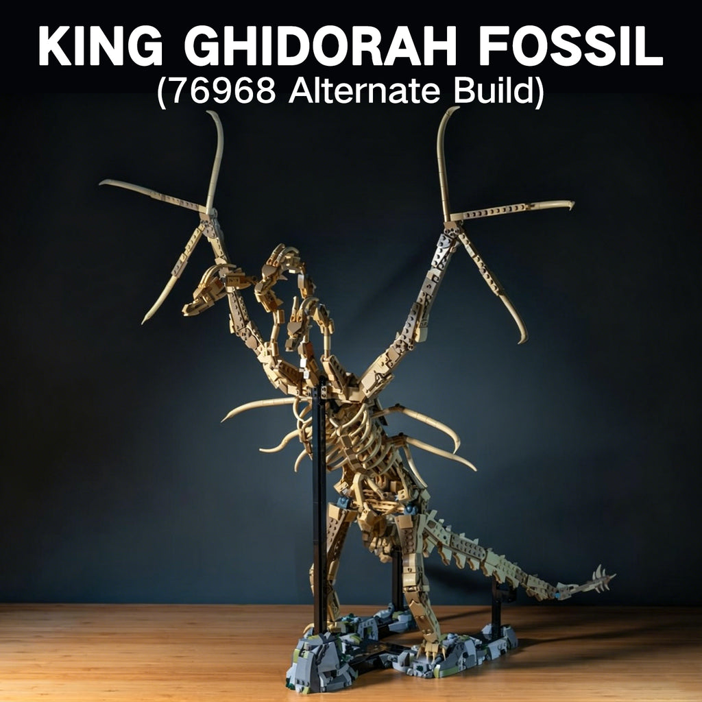 King Ghidorah Fossil Building Set, 2200 PCS 76968 Alternate Build MOC Model, 100% Compatible with LEGO Bricks, Collectible Dinosaur Skeleton Toy for Adults 8+