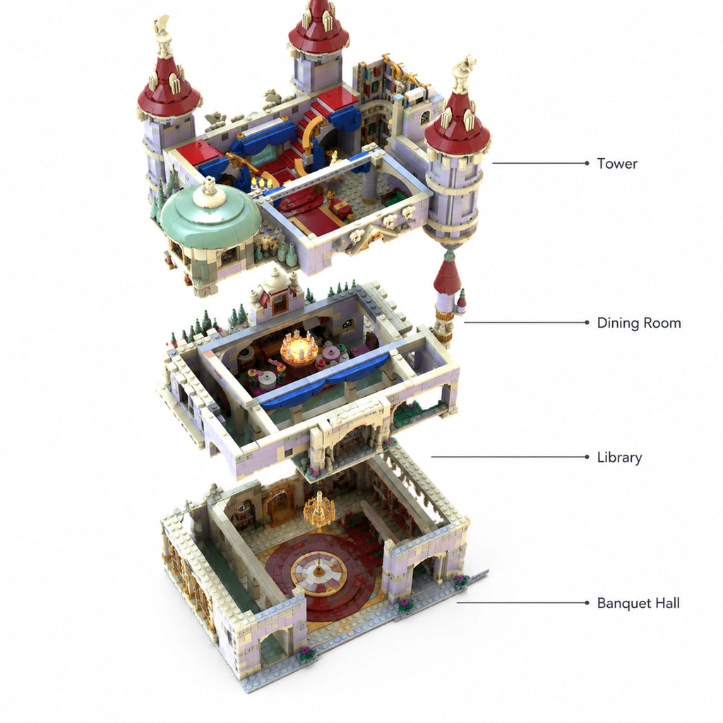 MOC Beauty and the Beast Castle Building Set | 6237 PCS Fully Enclosed Model | 100% Compatible with LEGO Bricks | Collectible Display Kit for Adults & Kids 8+