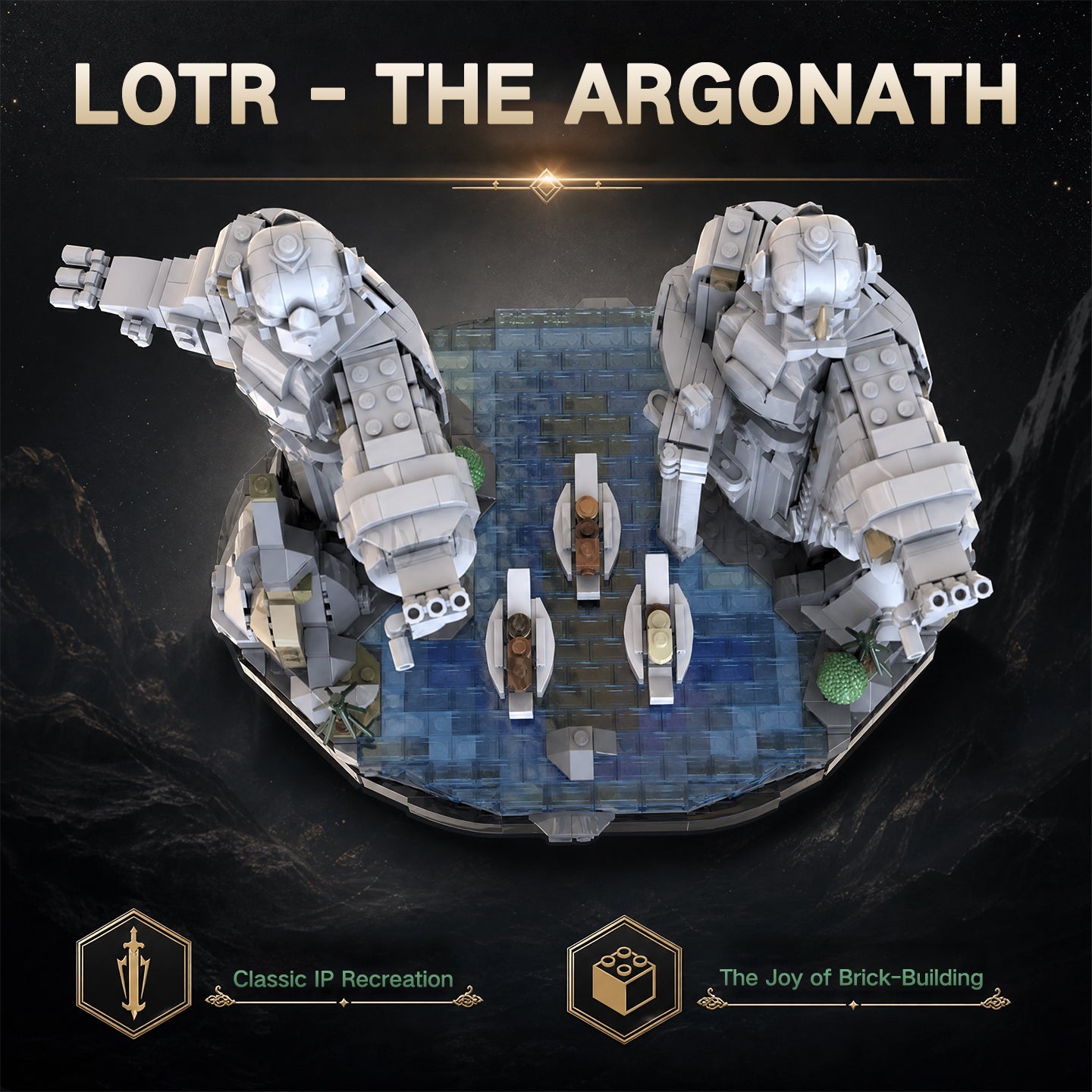 2104 PCS Lord of the Rings Argonath Building Set | Lego-Compatible LOTR Colossus Replica
