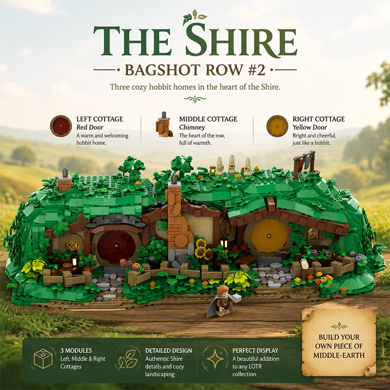 Bagshot Row #2 The Shire Hobbit Hole Building Blocks - Compatible with LEGO 10354 Lord of the Rings, 1586PCS Middle Earth Collectible Toy Set