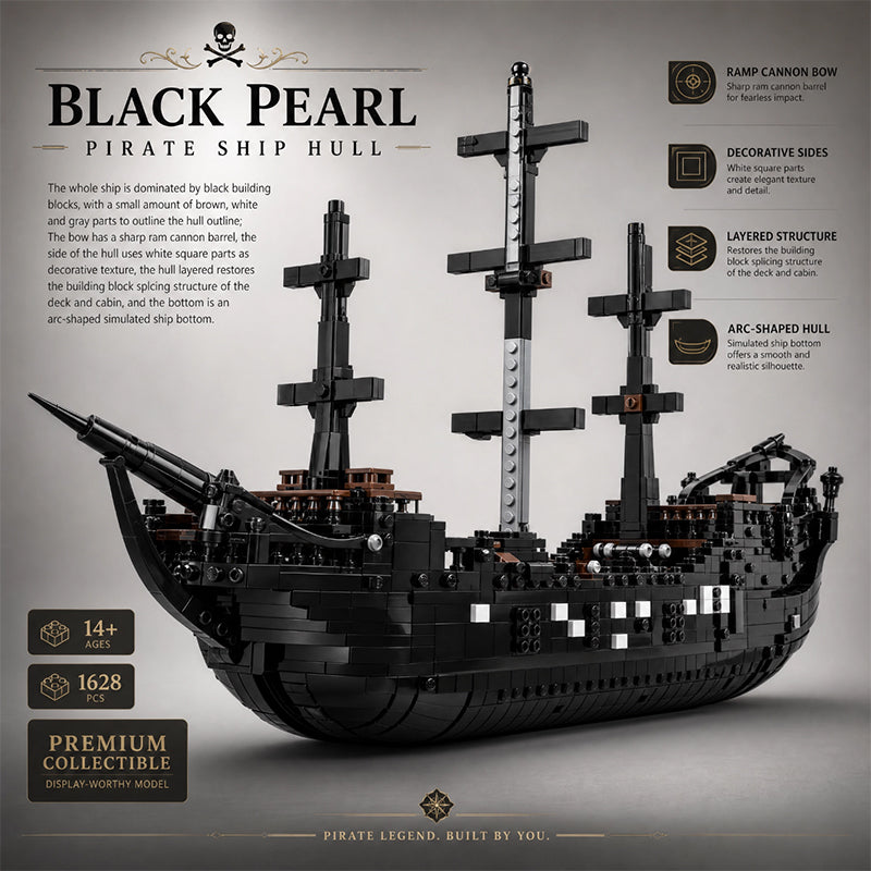 Pirates of the Caribbean Black Pearl MOC Building Set | Three-Masted Pirate Ship Model Compatible with Lego Bricks