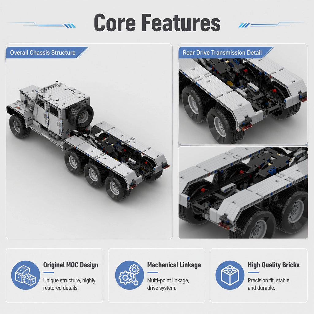 1889PCS MOC Heavy Duty Military Transport Truck Building Set, Technical Mechanical Bricks Kit, Compatible with Lego Bricks, Advanced Construction Toy for Ages 8+