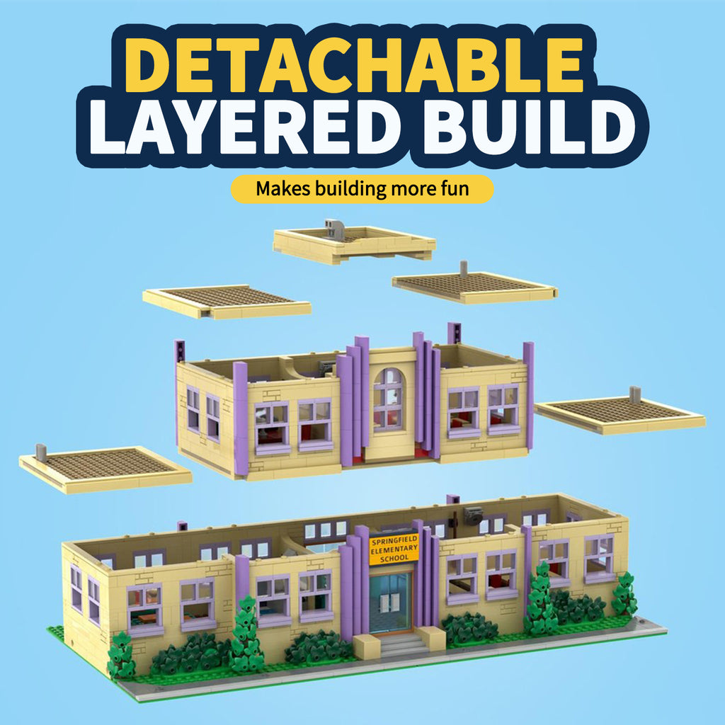 The Simpsons Springfield Elementary School Building Blocks Set, Modular Collectible Model Toy