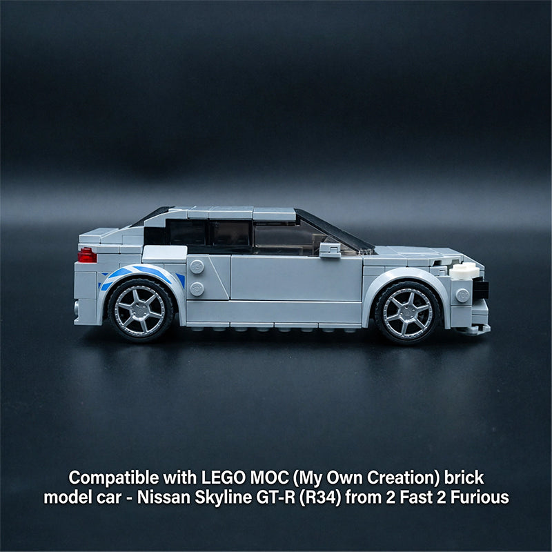 76917 MOC Building Kit, Nissan Skyline GT-R R34 & Lamborghini Urus, 100% LEGO Speed Champions Compatible, 8 Stud Wide Collectible Car Model