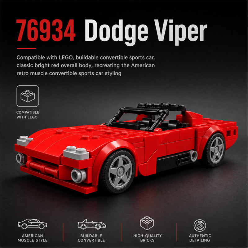 Compatible with LEGO Dodge Viper 76934 Convertible Sports Car Building Blocks Toy