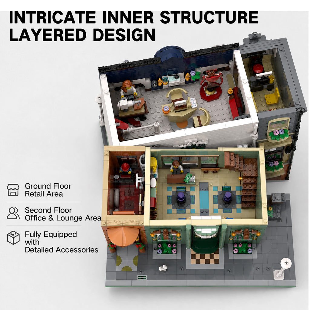 Large Modular Townhouse Building Kit - Fully Compatible with LEGO Creator Expert Series Collectible Display Model