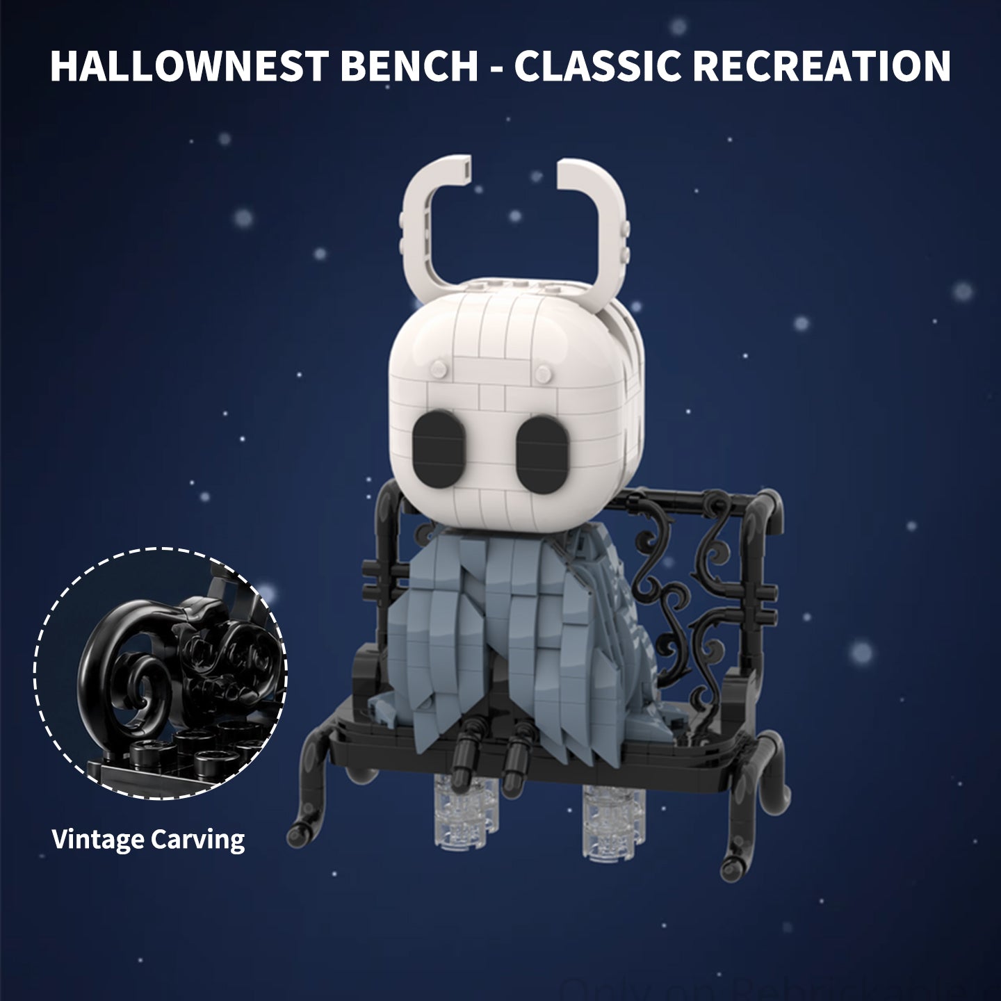 Hollow Knight The Knight MOC Building Blocks Set, 668PCS Compatible with Lego, Collectible Game Figure with Bench, Gift for Gamers & Builders Ages 8+