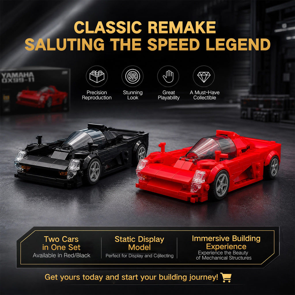 Lego-Compatible Yamaha OX99-11 Classic Sports Car Building Blocks Set, 377 PCS Collectible Race Car Model Kit