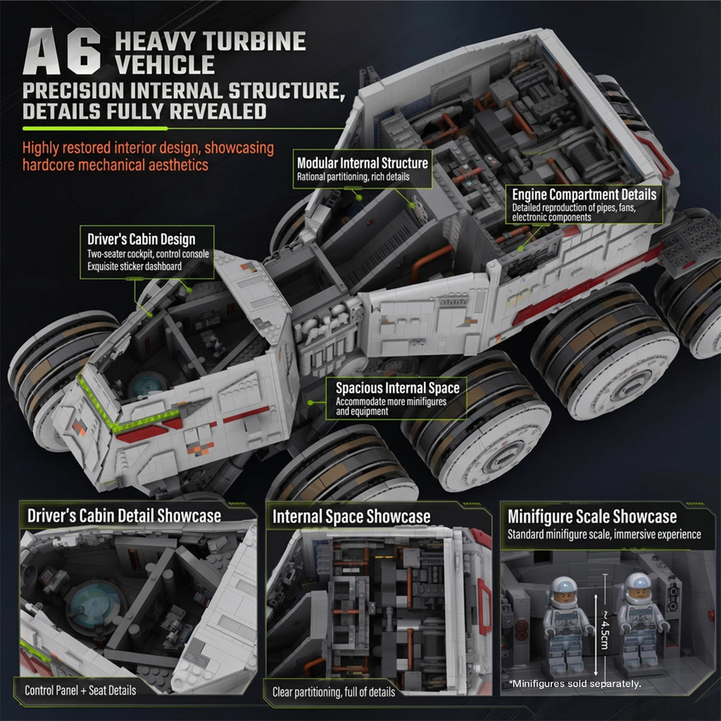 HAVW A6 Juggernaut Heavy Turbo Tank Building Kit | Minifigure Scale MOC Model with Detailed Interior | Compatible with Lego Bricks & Minifigures
