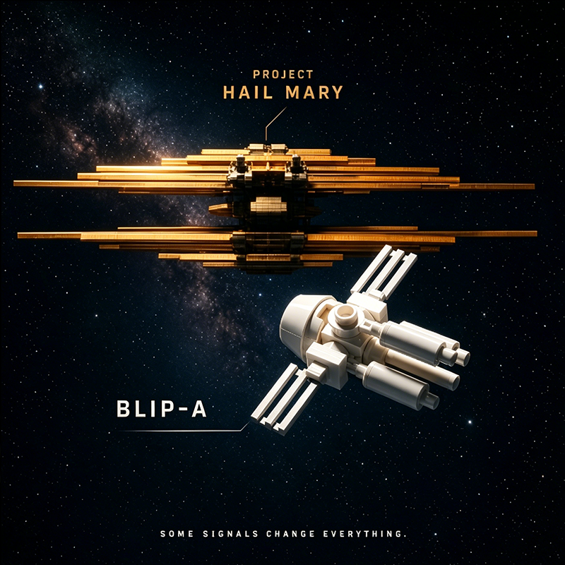 Project Hail Mary & Blip-A Building Set | 100% LEGO Compatible | Dual Spaceship Model with Display Stands