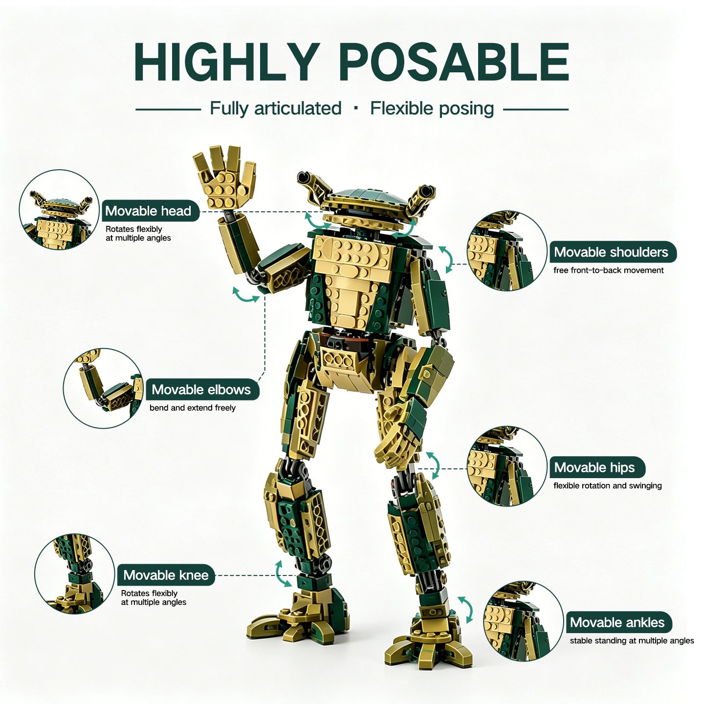 Teenage Mutant Ninja Turtle Mech Building Blocks | Highly Posable Action Figure Toy for Adults & Kids