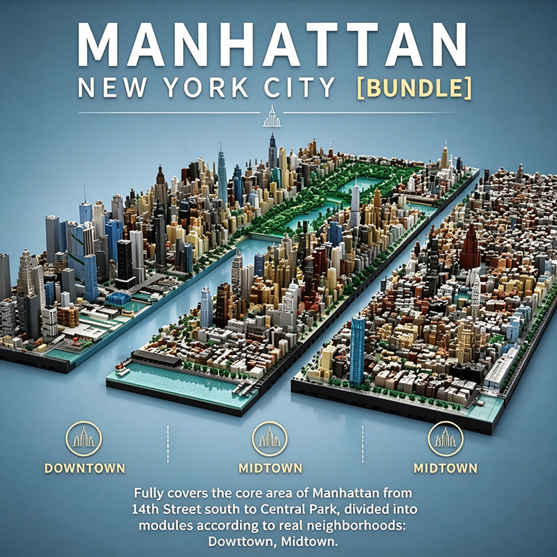 Manhattan New York City Skyline Building Blocks Set | Compatible with Lego Bricks | Collector's Edition Architecture Model
