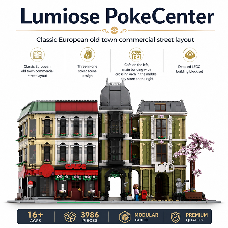 Lumiose PokeCenter Modular Building Set | 3986PCS Pokemon Street View Bricks | Compatible with LEGO