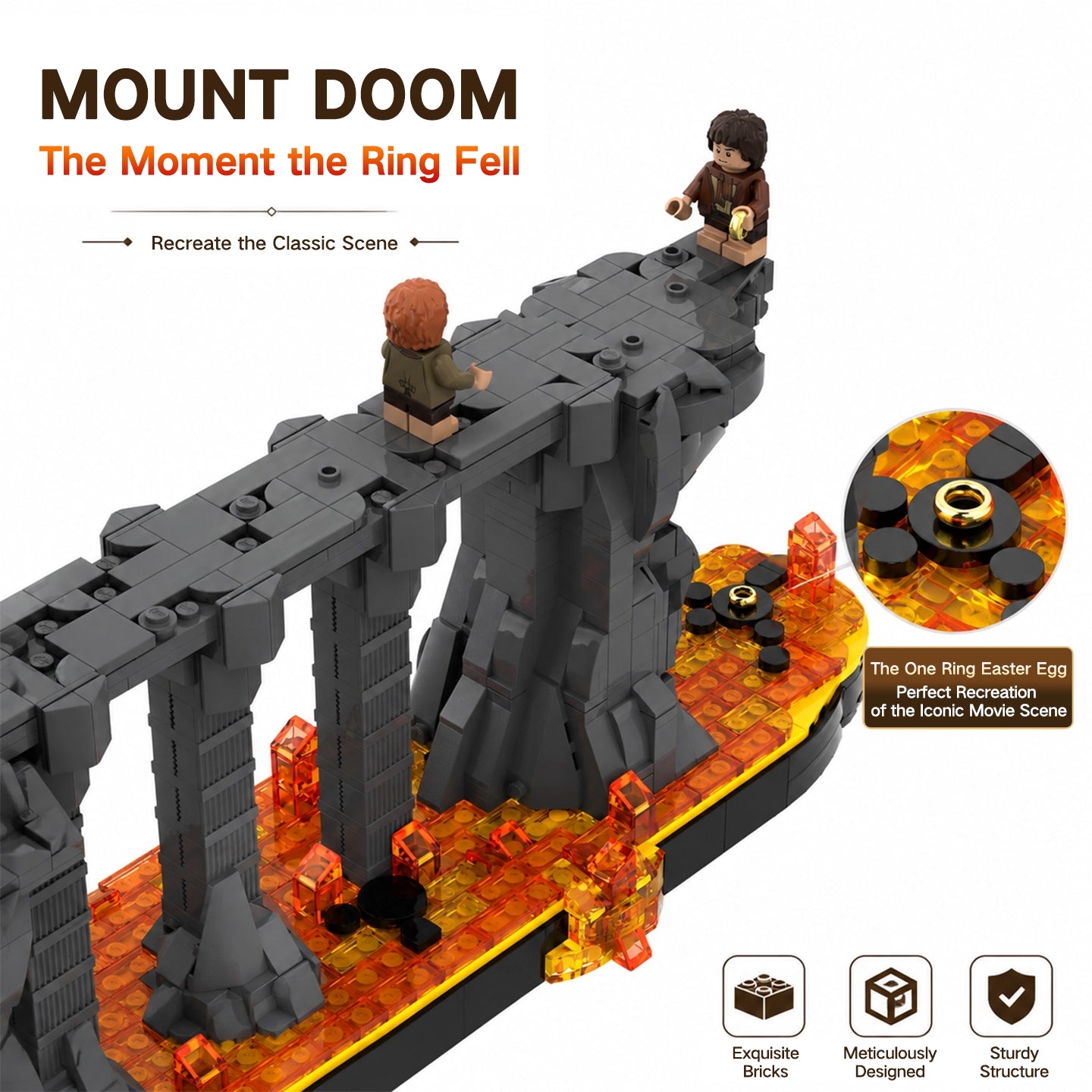 Lord of the Rings Mount Doom Building Blocks Set, Compatible with Lego, 1864pcs LOTR Scene Model for Adults & Fans