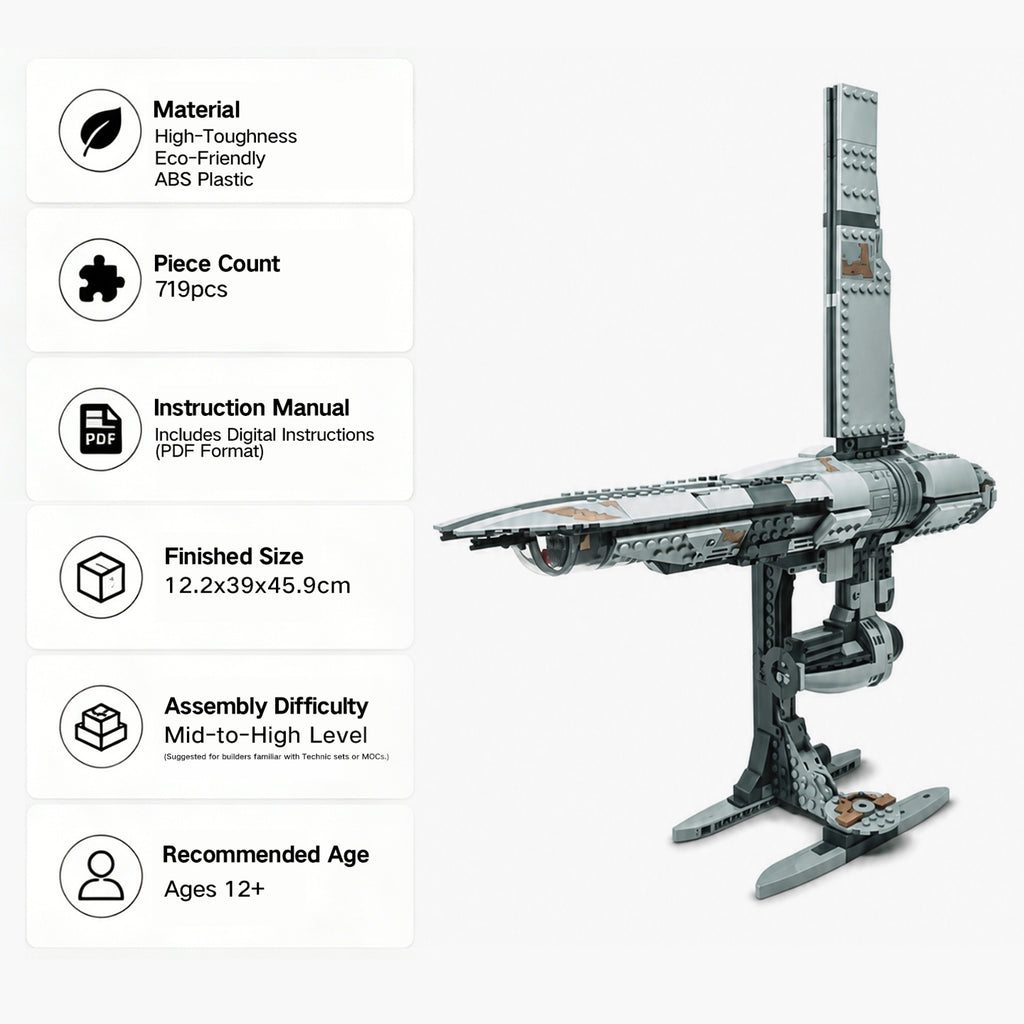 Stinger Mantis Starship Building Blocks - 719 PCS Sci-Fi Spaceship Model Kit, Collectible Display Toy for Star Wars Jedi Fans, Compatible with Major Brands