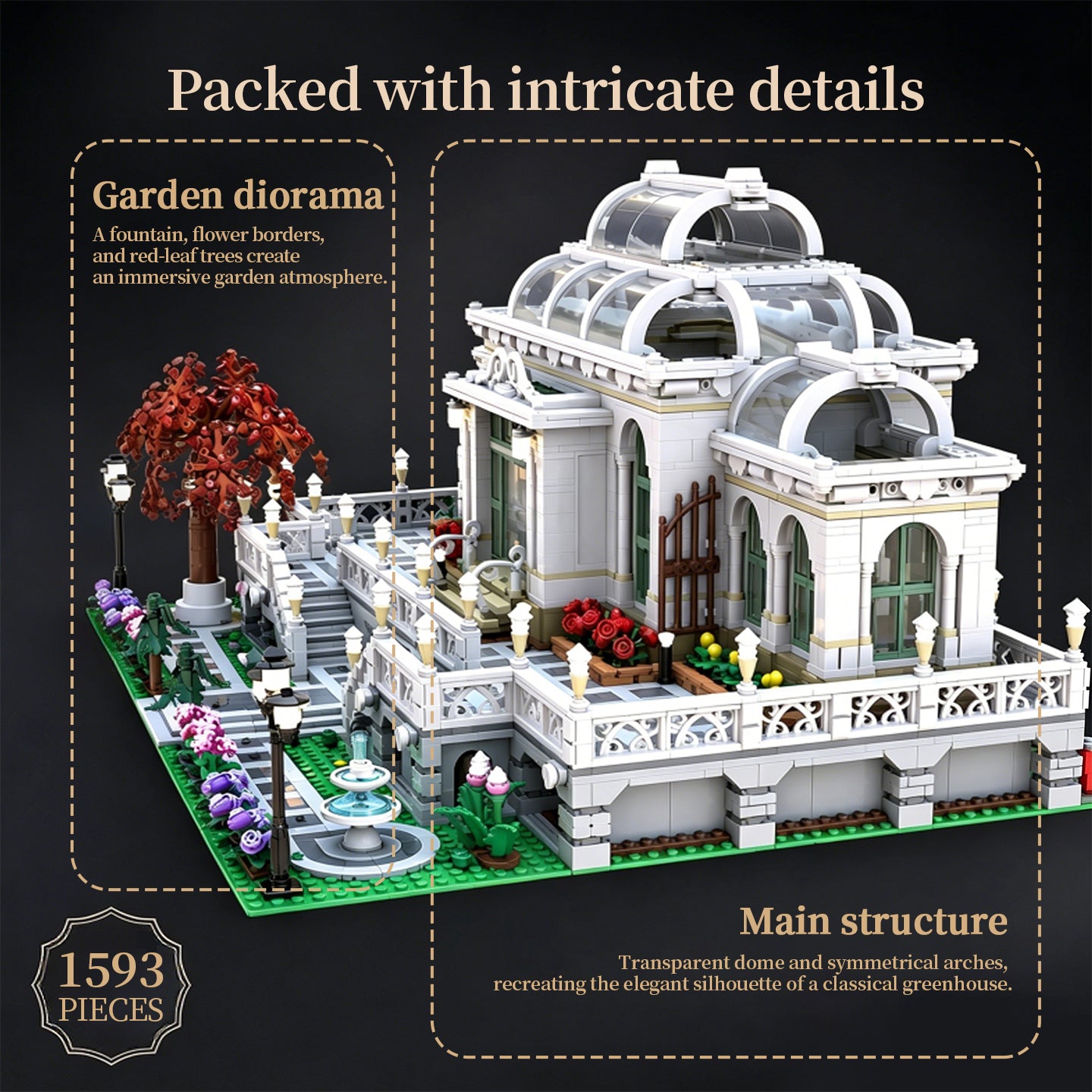 French Botanical Garden Building Blocks Set | 1593 Pieces Adult Collectible Architecture Model