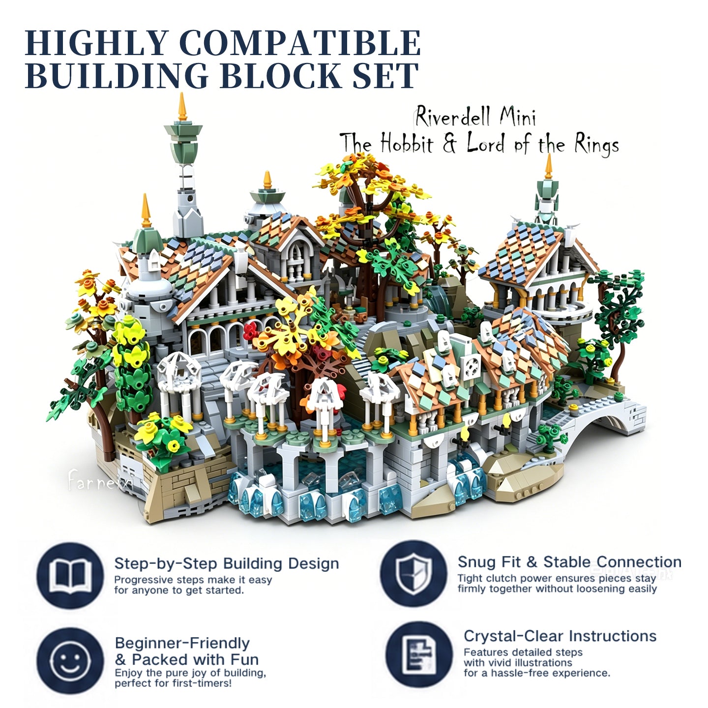 Rivendell Mini Building Set | 4372PCS LOTR Twilight Valley | 100% LEGO Compatible