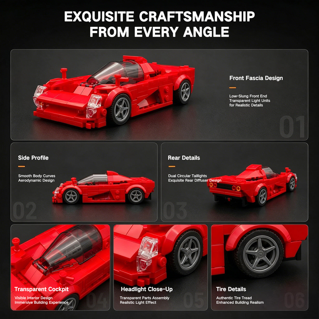 Lego-Compatible Yamaha OX99-11 Classic Sports Car Building Blocks Set, 377 PCS Collectible Race Car Model Kit