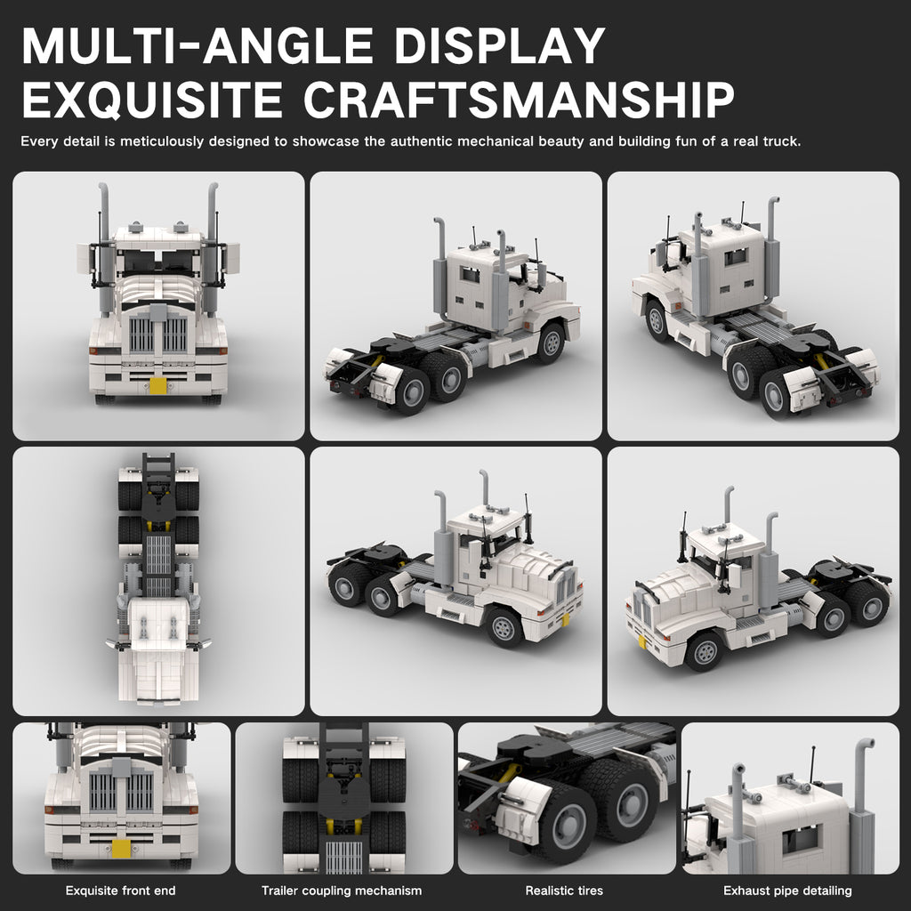 1875PCS Semi Truck Building Set, Original MOC Classic Heavy Duty Semi Truck Brick Model, Lego-Compatible Collectible Display Building Kit for Adults & Kids Ages 8+