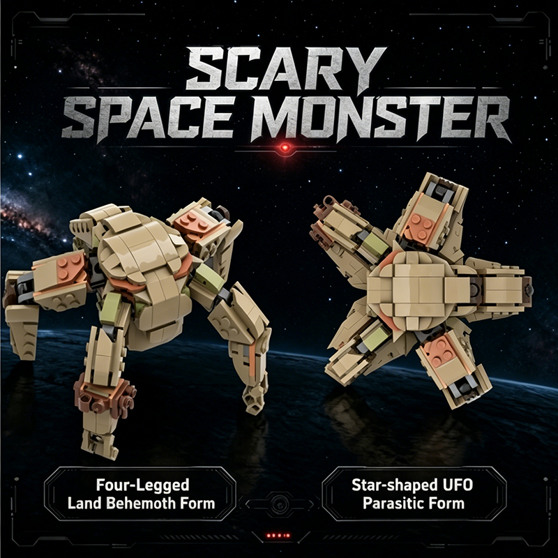 Scary Space Monster 2-in-1 Building Blocks Set - Lego Compatible Alien Toy