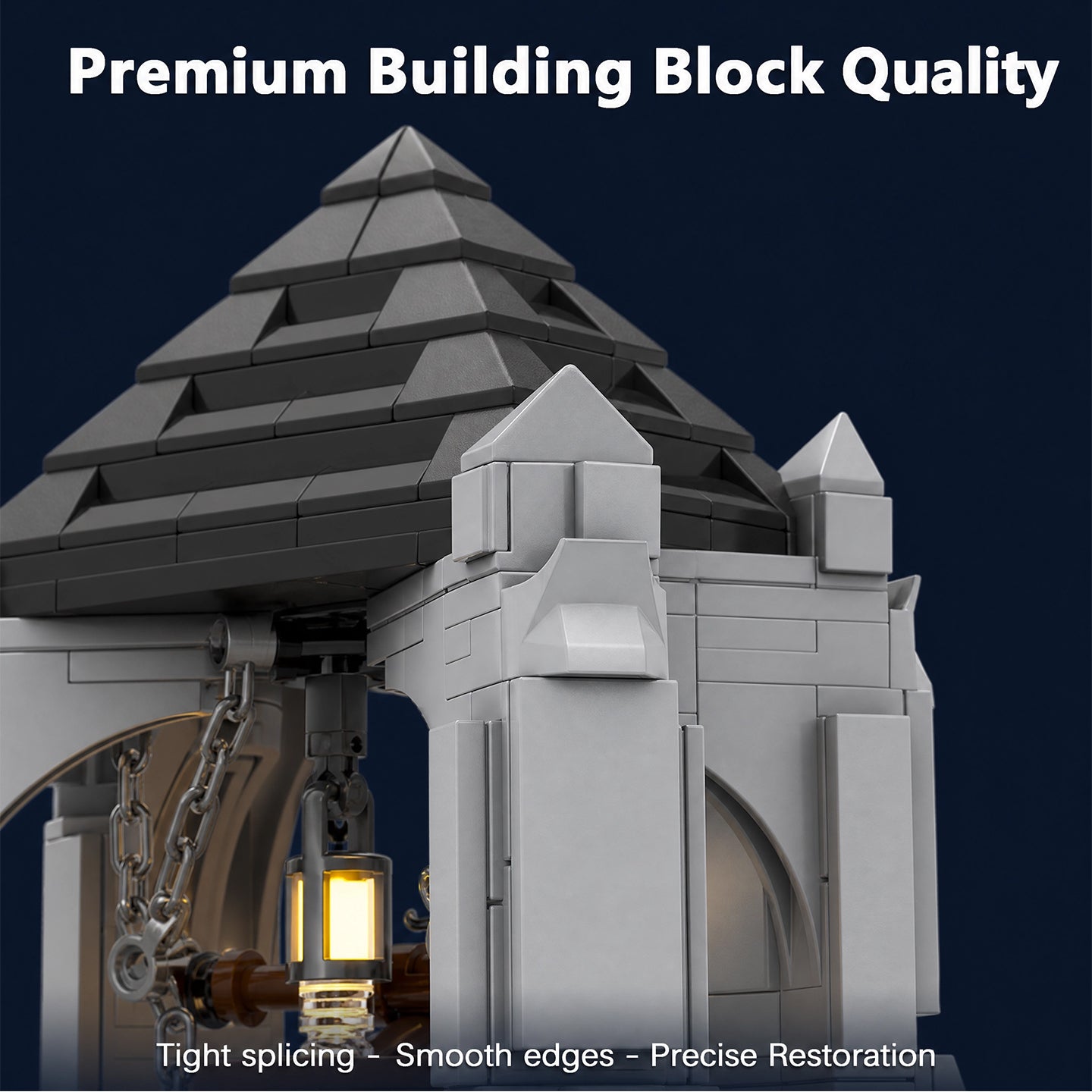 Beacon of Gondor MOC Building Set with LED Light - Lord of the Rings Pippin's Courage - 1238 Pieces - Compatible with LEGO